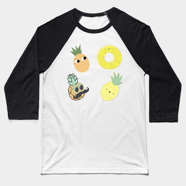 Golden Pineapple Pattern Baseball T-Shirt by WeStarDust